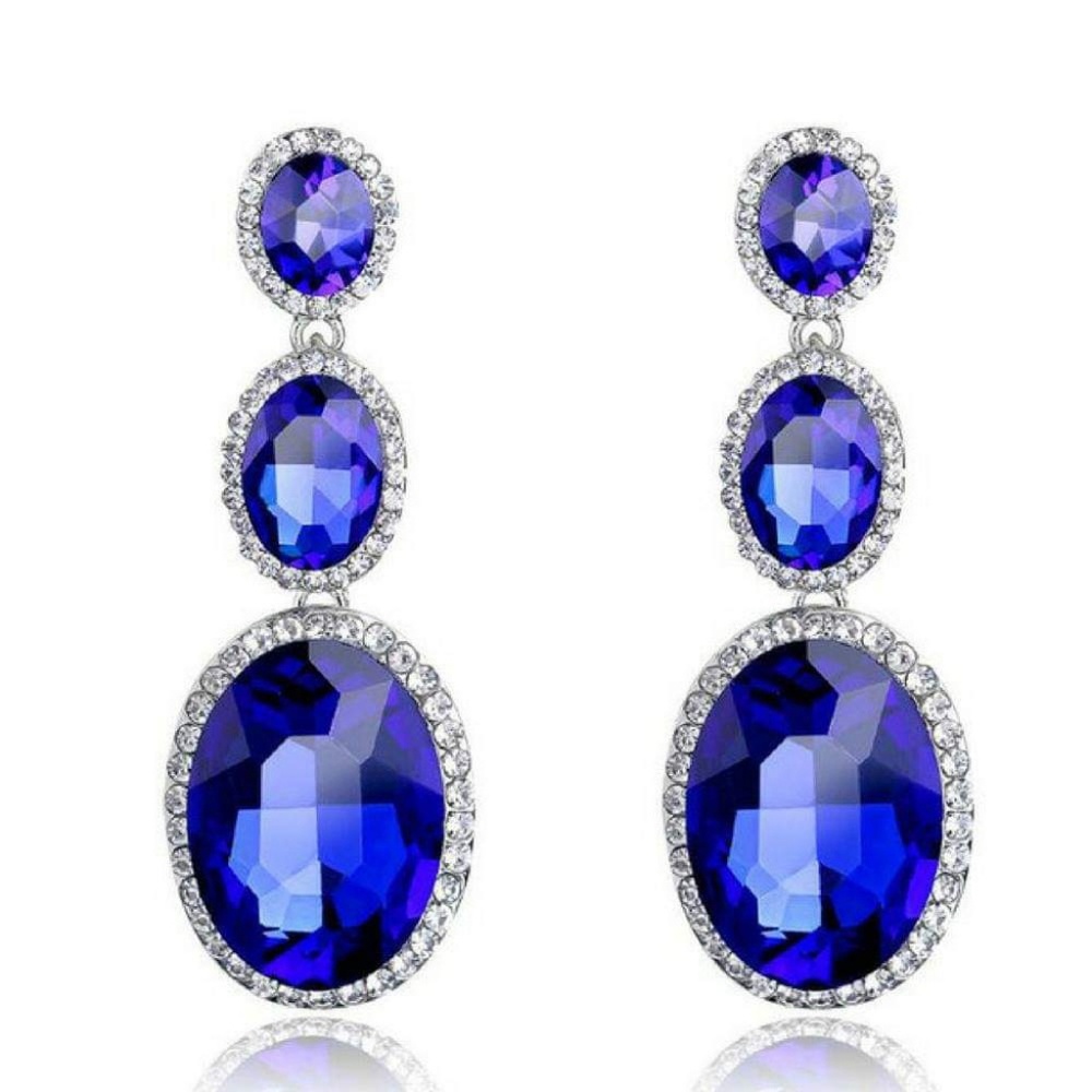 Earrings - Triple Mic Drop Royal Blue Statement